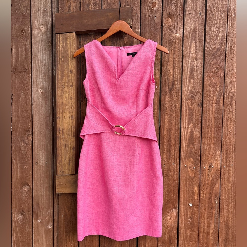 David Meister Barbie Pink Tweed Pageant Interview O Ring Sheath Dress